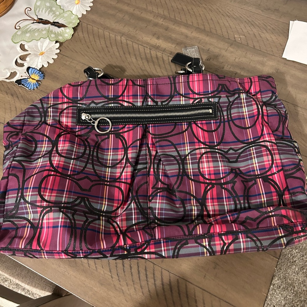 Plaid Pink and Purple Tote Bag